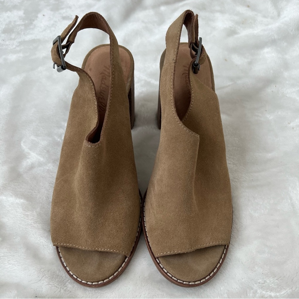 Madewell Cary Block Heel Sandals 8 suede tan comfortable cute buckle fall - Picture 4 of 5